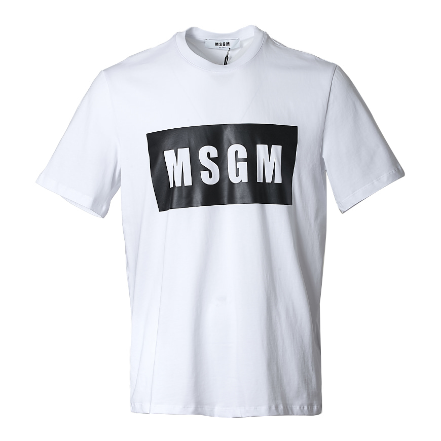 [라벨루쏘] [MSGM]  박스 로고 숏 슬리브 티셔츠 2640MM67 195298 01