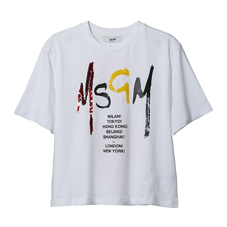 [라벨루쏘] [MSGM 키즈]  로고 반팔 티셔츠 022058 001 (12-14)