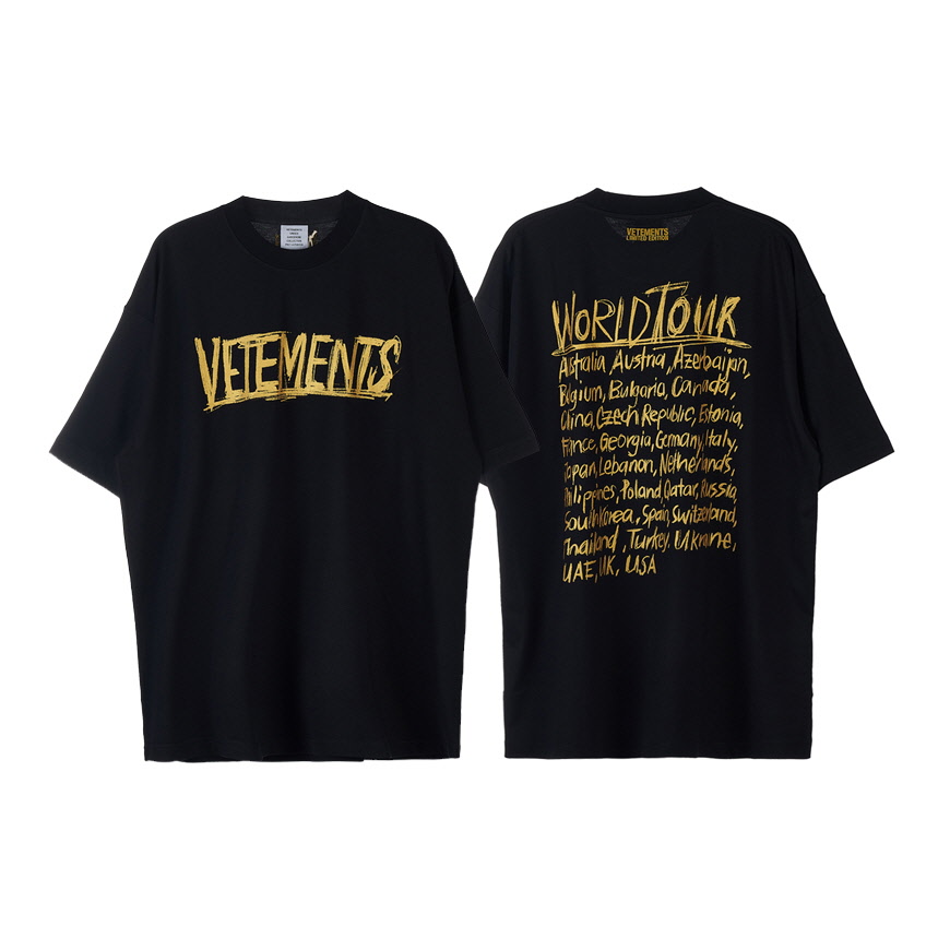 [베트멍] [22SS] 남성 월드투어 로고 티셔츠 UE52TR270G BLACK GOLD