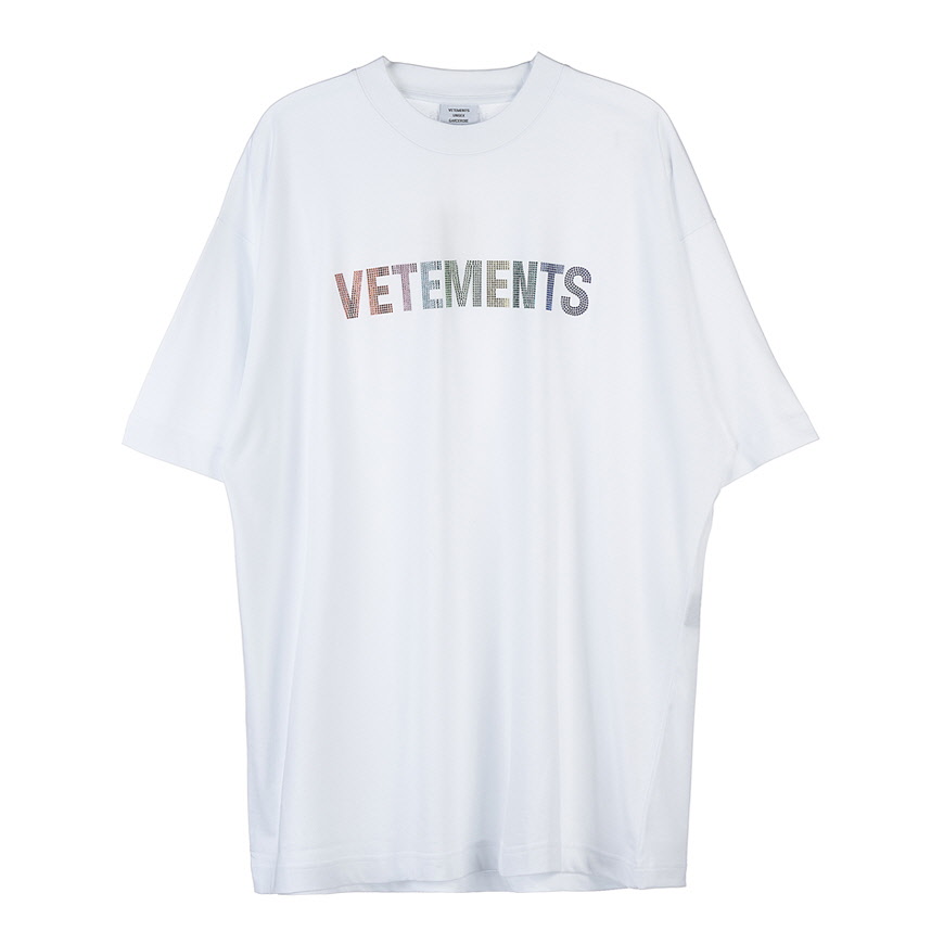 [라벨루쏘] [베트멍] [22SS] 레인보우 크리스탈 로고 티셔츠 UE52TR510W WHITE