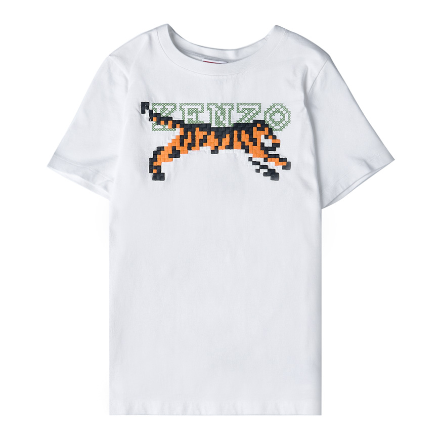 [겐조] 여성 타이거 픽셀 로고 반팔 티셔츠FD52TS0124SG 02