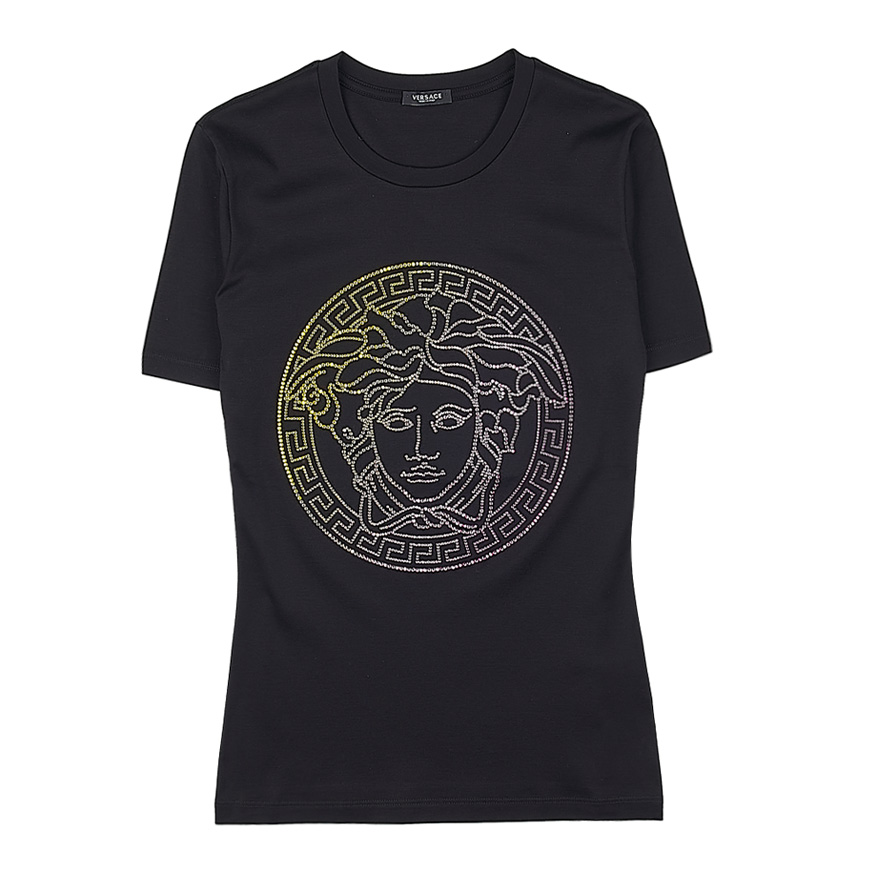 [베르사체] 여성 메두사 크리스탈 로고 티셔츠1009200 1A04550 1B000