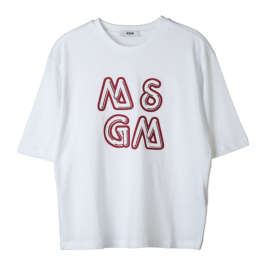 [라벨루쏘] [MSGM 키즈]  로고 티셔츠 MS026886 001 (12-14)
