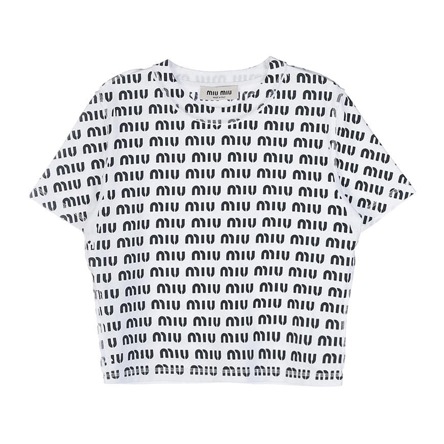 [미우미우]  여성 프린트 코튼 티셔츠  MJN450 12P2 F0009