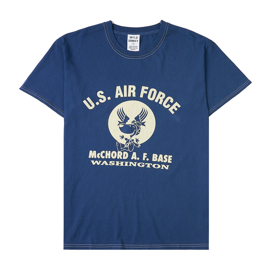 [와일드 동키]  공용 에어 포스 반팔 티셔츠  T AIR FORCES DYED NAVY BLUE