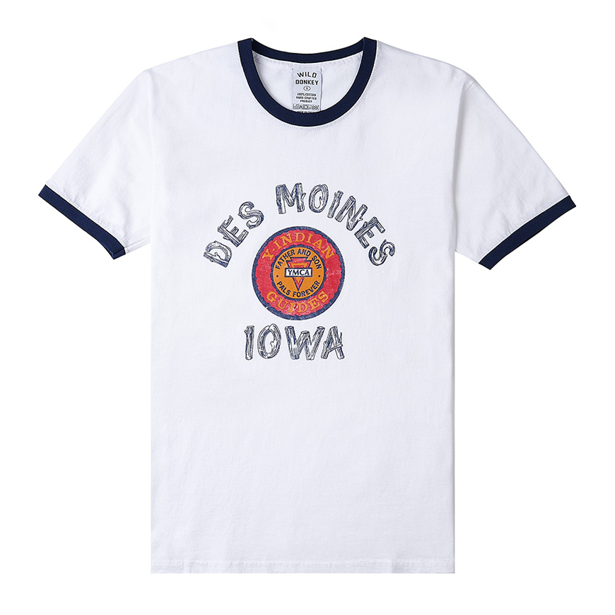 [와일드 동키]  공용 디모인 반팔 티셔츠  T DES MOINES WHITE/NAVY