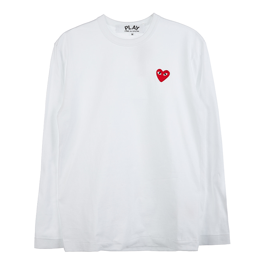 [라벨루쏘] [꼼데가르송] [21FW] 하트 로고 패치 남성 티셔츠 P1T118 WHITE