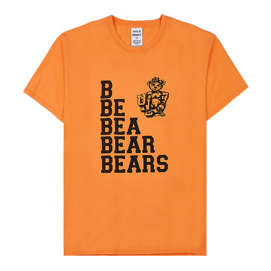 [와일드 동키] 공용 베어스 프린팅 코튼 티셔츠T BEARS STRONG WASHED ORANGE